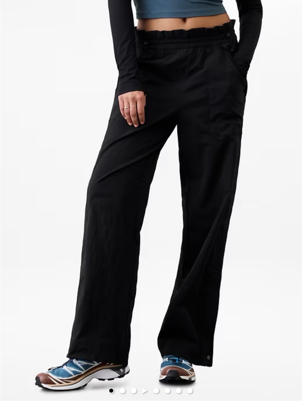 Athleta Trekkie High‎ Rise Parachute Pants Women's 6 Black Ripstop Hiking Trail